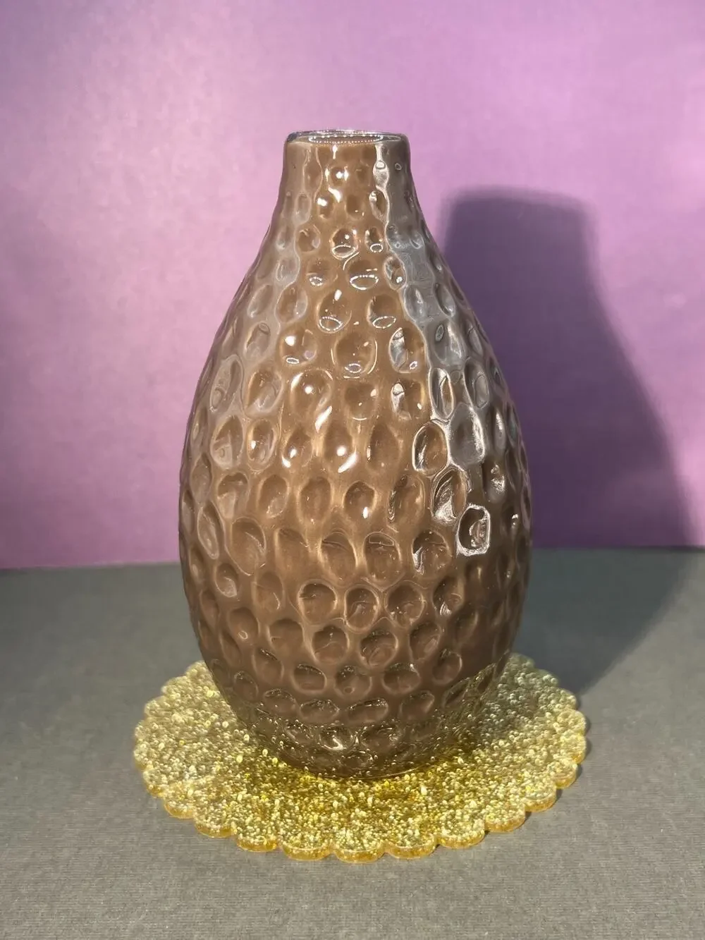 Dimpled Ceramic Brown Vase Modern Style 5in
